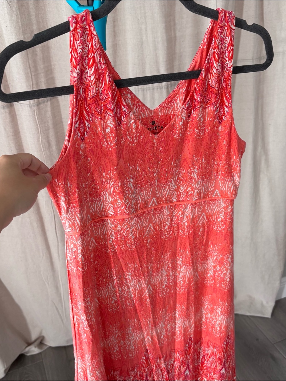 Athleta Coral Pink Patterned Tank cooling Dress - Picture 2 of 9